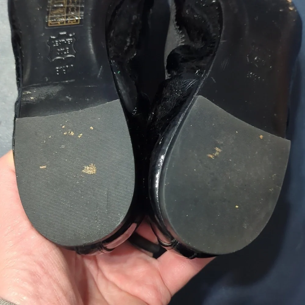 Tory Burch Womens Ballet Flats‎ Jolie Cap Toe Patent Leather Quiet Luxury 8.5
